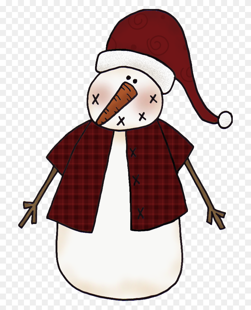 718x975 Free Primitive Snowman Clipart - Christmas Snowman Clipart