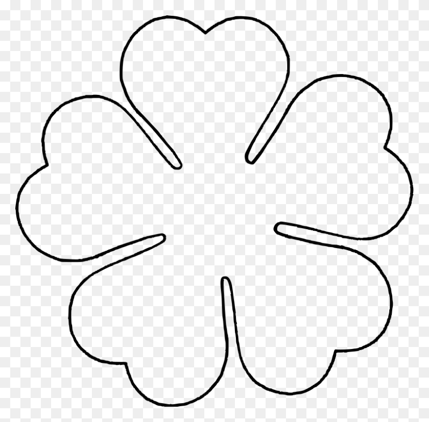 800x787 Free Printable Heart Flower Template Download Them Or Print - Heart Outline Clipart Black And White