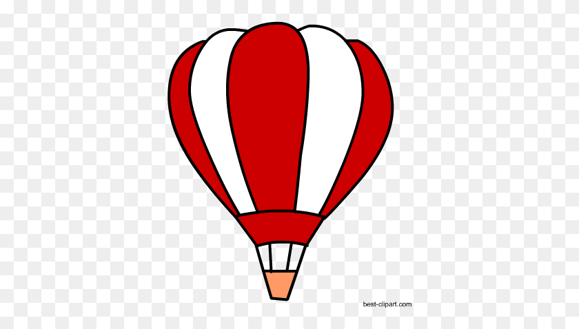 355x418 Free Red And White Hot Air Balloon Clip Art - Red Balloon Clipart