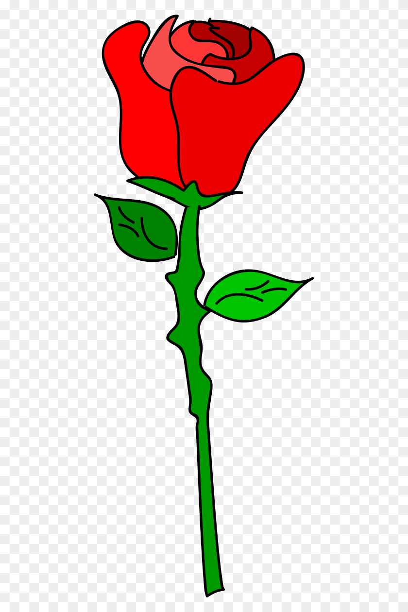 453x1200 Free Rose Cartoon - Single Rose Clipart