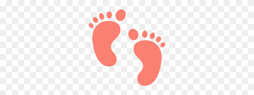 256x256 Free Salmon Baby Feet Icon - Baby Footprint PNG