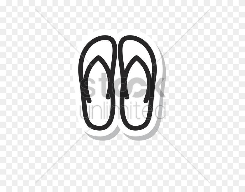 600x600 Free Sandals Vector Image - Slippers Clipart Black And White