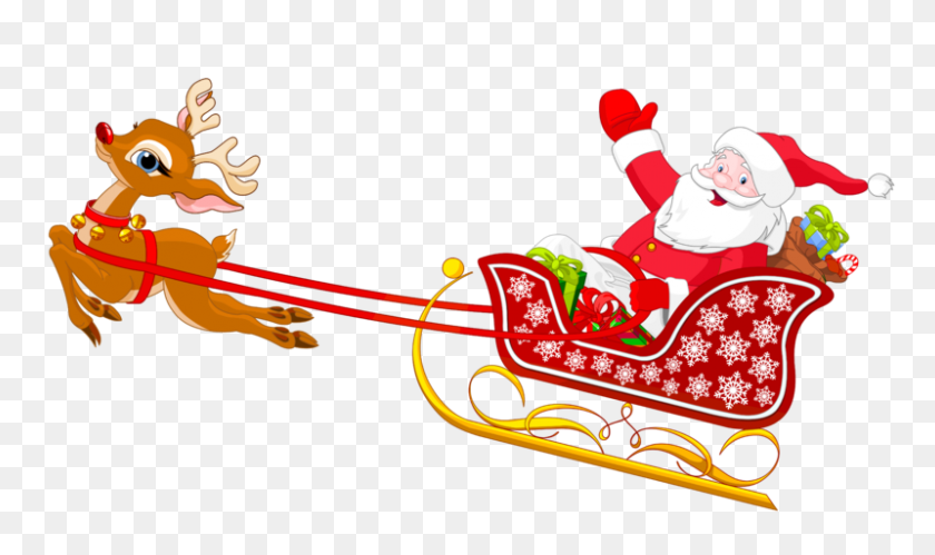800x451 Free Santa And Reindeer Flying Clipart Png - Traje De Santa Clipart