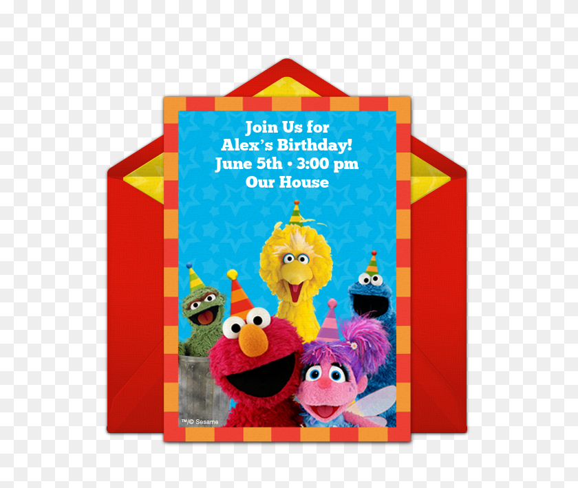 650x650 Free Sesame Street Party Online Invitation - Sesame Street Characters PNG