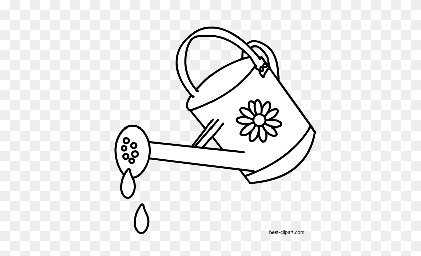 450x450 Free Spring Boho Clip Art - Watering Can Clipart Black And White