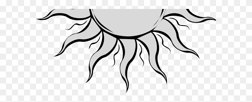 600x282 Free Sun Clipart Black And White - Stem Clipart Black And White