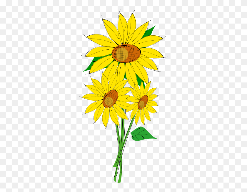 300x592 Free Sunflower Clip Art - Sunflower Clipart Outline