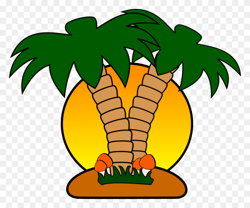 800x655 Free Tropical Island With Palm Trees Clip Art - Palm Tree Island Clipart