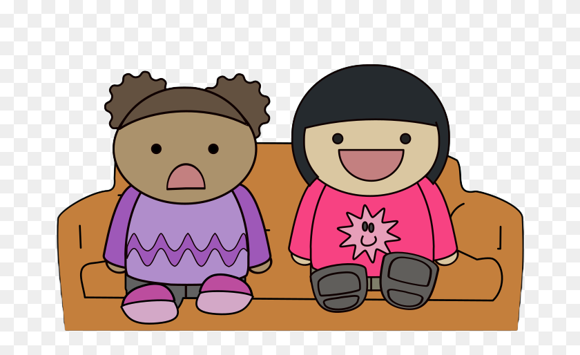 712x454 Free Two Kids Watching Tv Clip Art - Tv Clipart