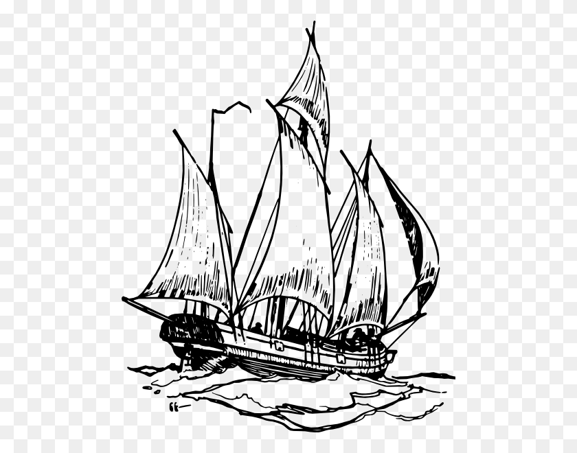 486x600 Free Vector Lugger Ship Clip Art Graphic Available For Free - Sailboat Clipart Black And White