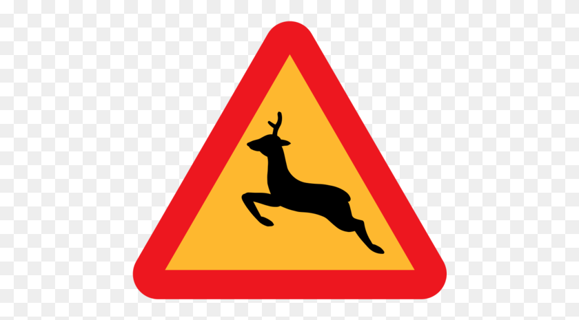 456x405 Free Warning Deer Roadsign Clipart And Vector Graphics - Deer Rack Clipart