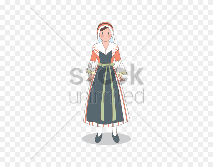 600x600 Free Woman Wearing France Traditional Dress Vector Image - Woman At The Well Clip Art