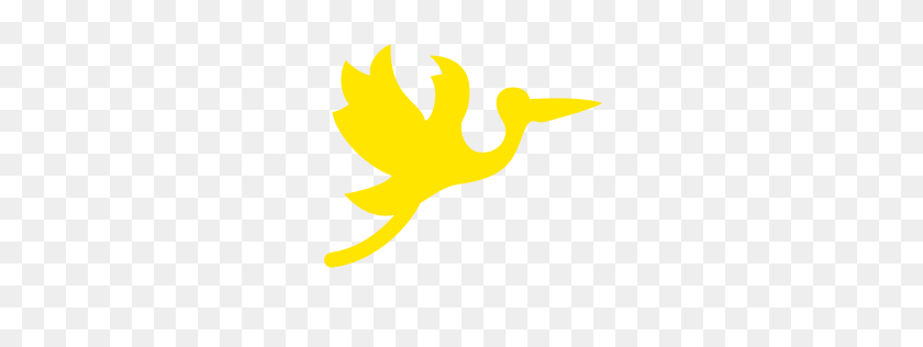 256x256 Бесплатная Иконка Желтый Летающий Аист - Клипарт Летающий Аист