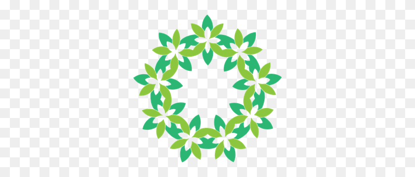 300x300 Freeform Green Wreath Clipart Png For Web - Flower Wreath PNG