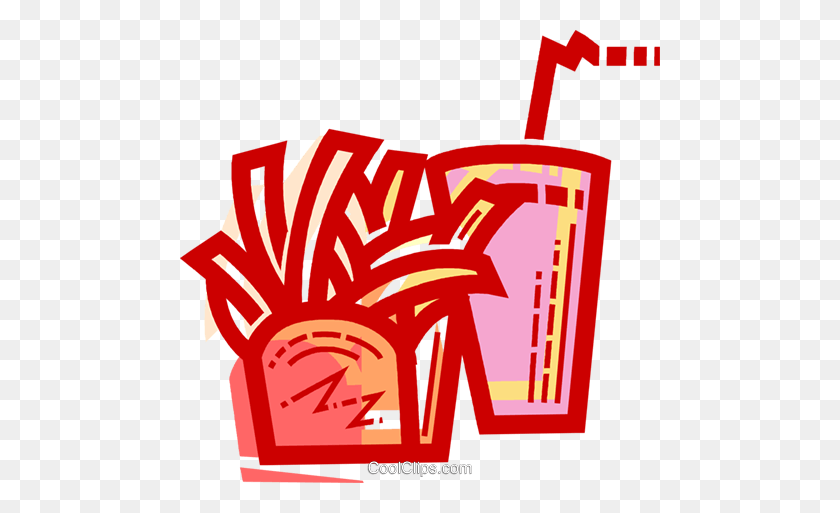 480x453 French Fries And A Soft Drink Royalty Free Vector Clip Art - Soft Drink Clipart