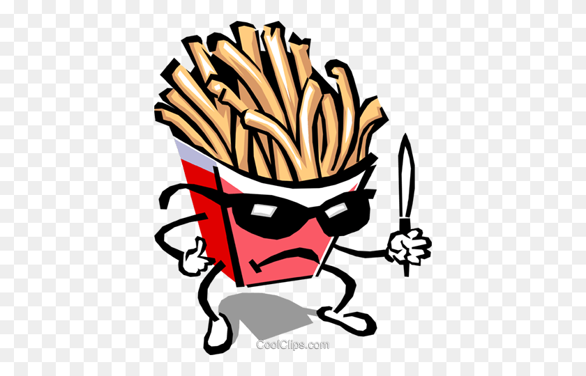 398x480 French Fry Character Royalty Free Vector Clip Art Illustration - Fries Clipart