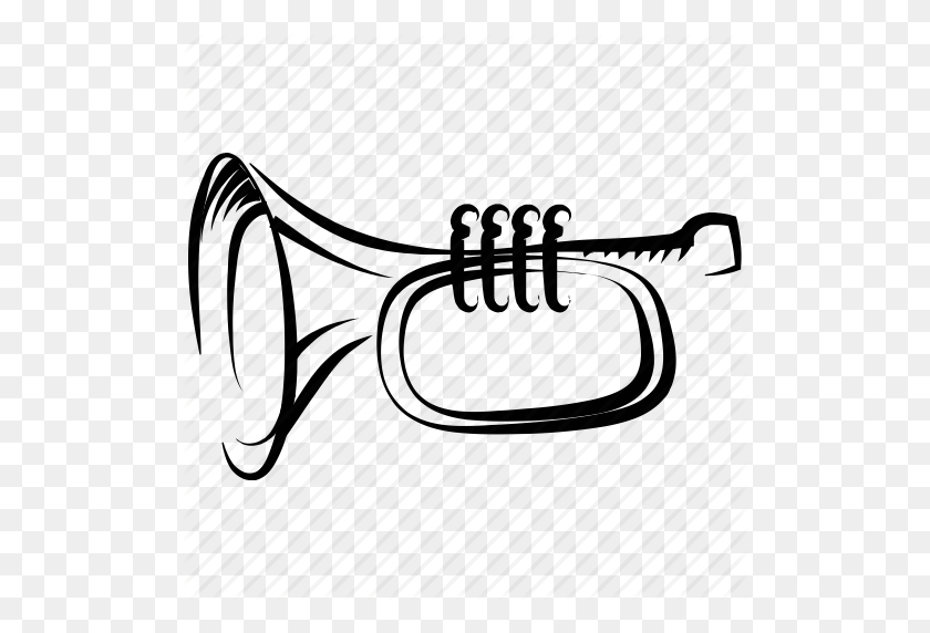 512x512 French Horn Png Black And White Transparent French Horn Black - Trombone Clipart Black And White