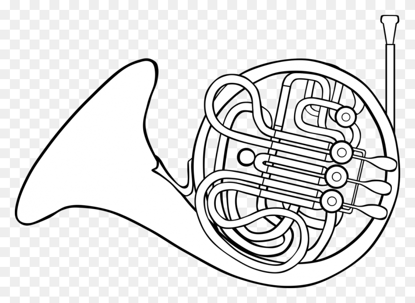 1056x750 French Horns Drawing Brass Instruments Musical Instruments Free - Sousaphone Clipart