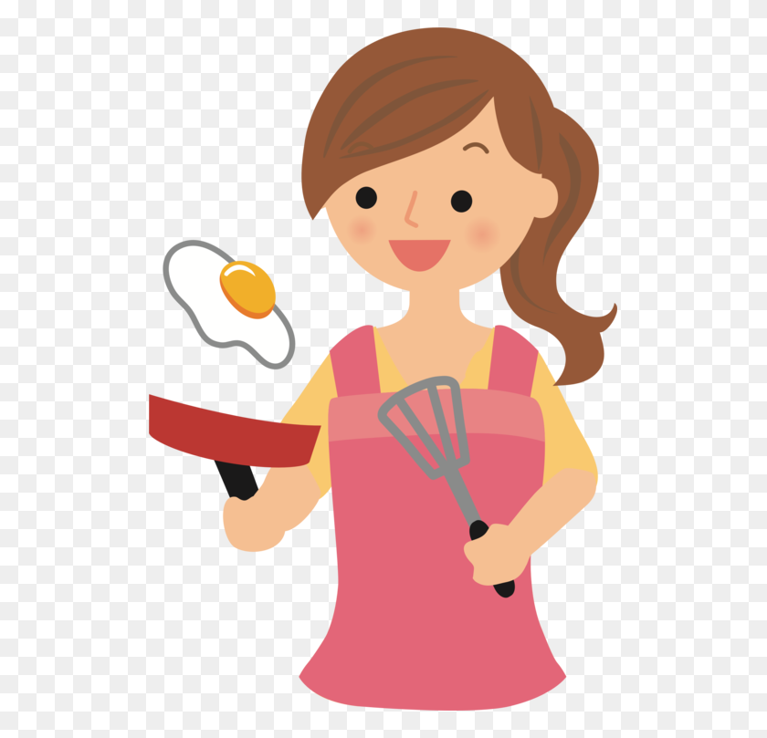 513x749 Fried Egg Frying Pan Cooking - Girl Chef Clipart