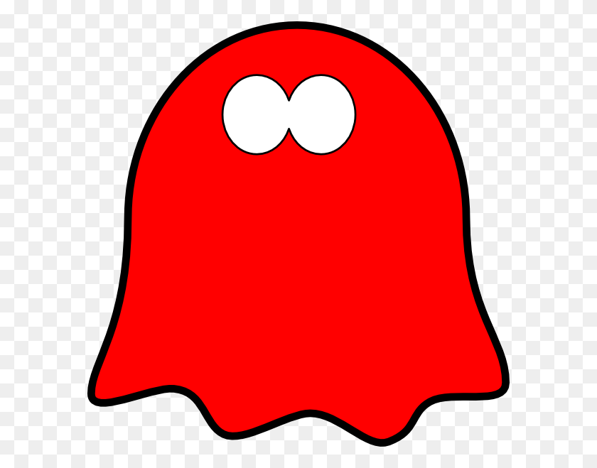594x599 Friendly Red Ghost, Wavy Base Clip Art - Ghost Clipart PNG