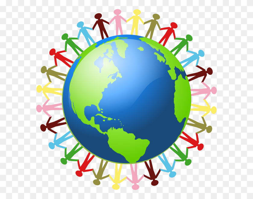 600x600 Friends Holding Hands Around The World Image Clip Art - Friends Holding Hands Clipart