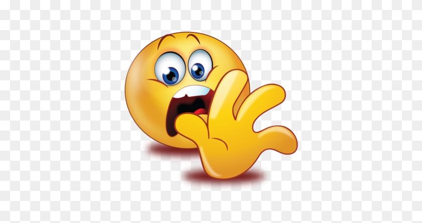 384x384 Frightened Scared Face With Stop Hand Emoji - Scared Emoji PNG