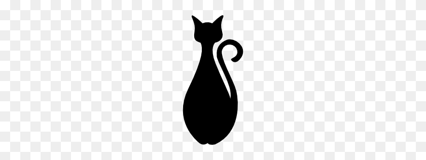 256x256 Frontal Black Cat Silhouette Icon - Cat Silhouette PNG