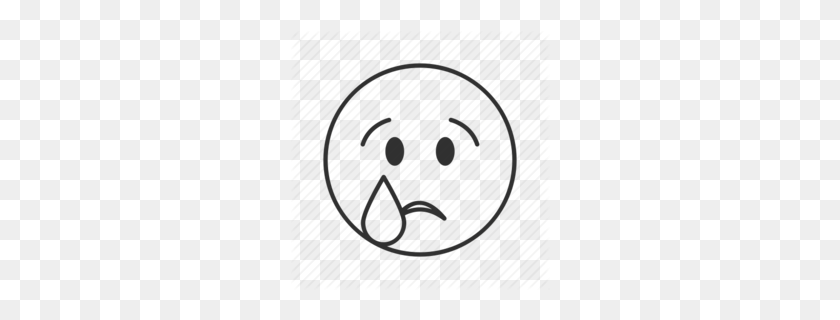260x260 Frown Black And White Clipart - Crying Face Clipart