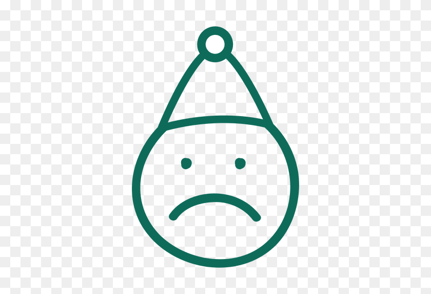 512x512 Frown Santa Claus Hat Face Green Stroke Emoticon - Santa Hat Transparent PNG