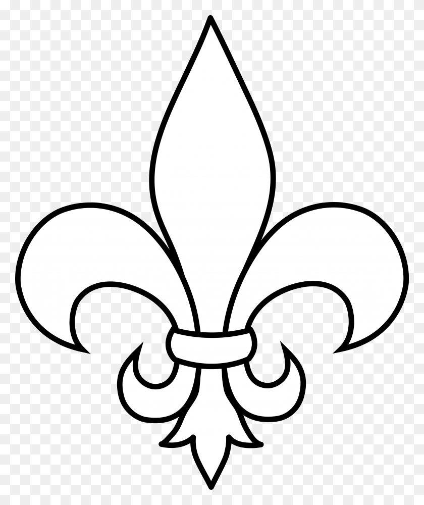 4509x5438 Frrench Free Clip Art Black And White Fleur De Lis Outline - Shell Clipart Black And White