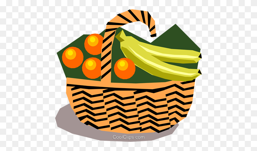 480x433 Fruit Basket Royalty Free Vector Clip Art Illustration - Fruit Basket Clipart