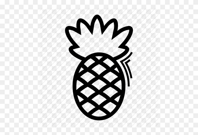 512x512 Fruit, Pineapple, Tropical Icon - Black And White Pineapple Clipart