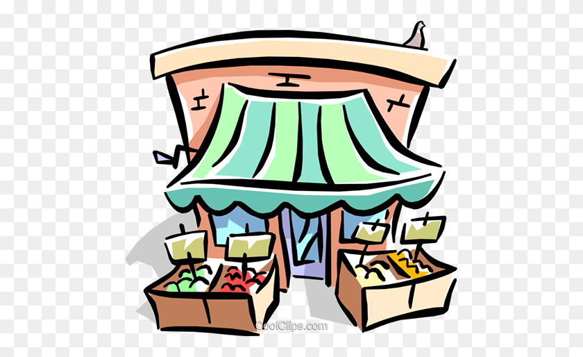 480x454 Fruit Stand Royalty Free Vector Clip Art Illustration - Fruit Stand Clipart