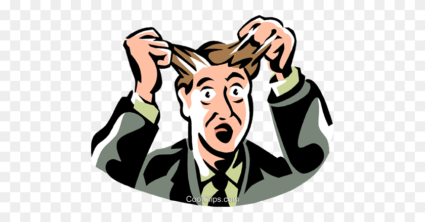 480x379 Frustrated Man Pulling Out His Hair Royalty Free Vector Clip Art - Pulling Hair Out Clipart