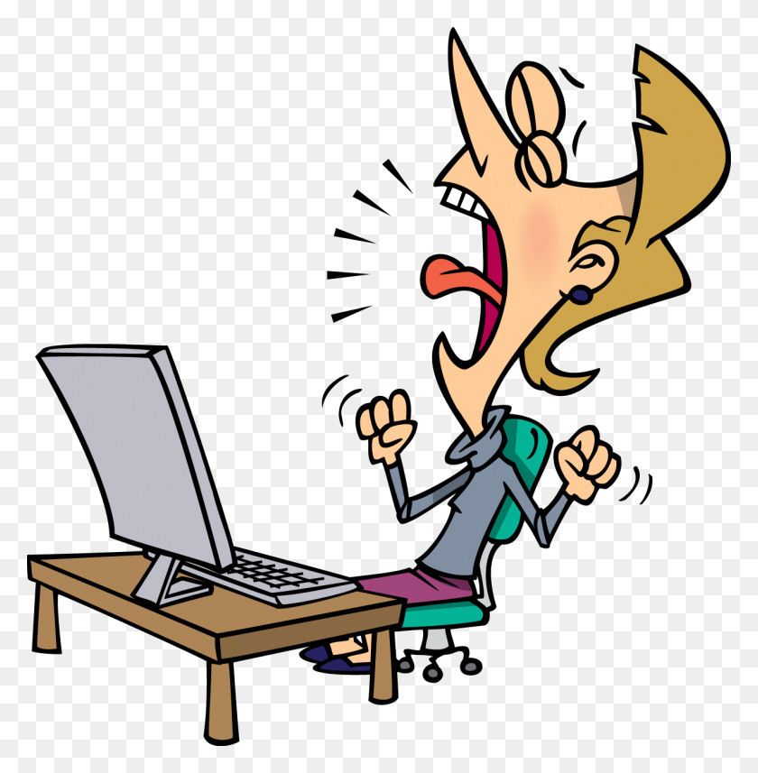 1265x1294 Frustrated Woman With A Computer - Frustrated Clipart
