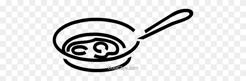 480x217 Frying Pan With Eggs Royalty Free Vector Clip Art Illustration - Fried Egg Clipart Black And White