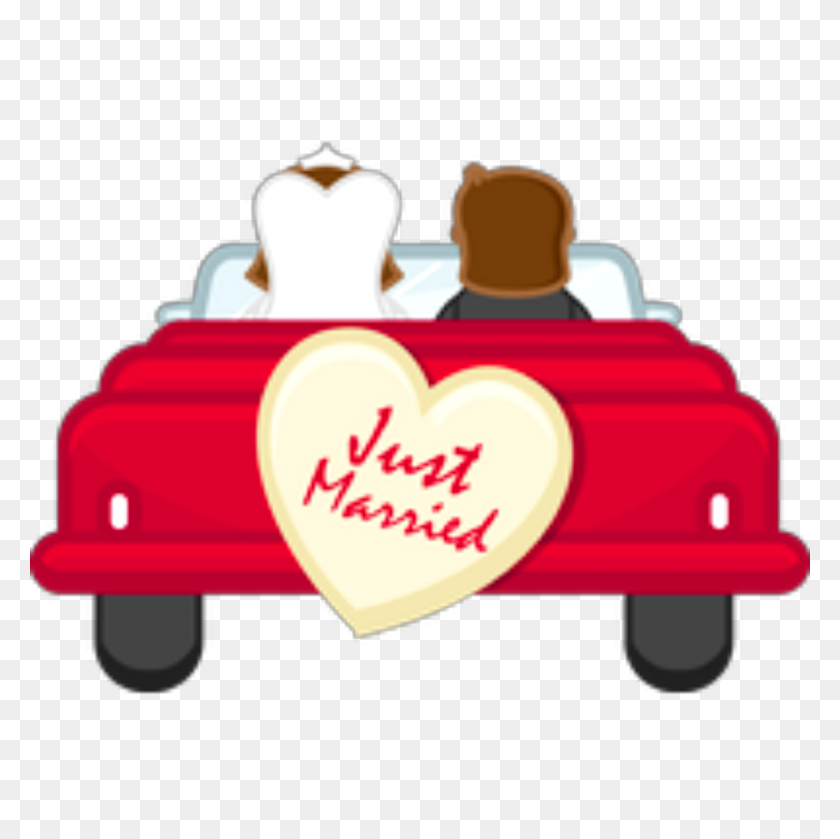 2000x2000 Ftestickers Car Couple Love Wedding Justmarried Clipart - Just Married Car Clipart