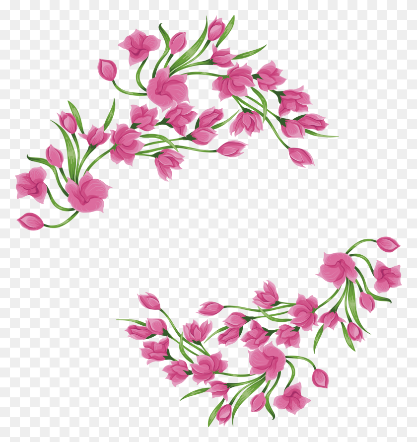 2218x2363 Ftestickers Акварельные Цветы Границы Рамки Pinkroses - Акварельные Цветы Png