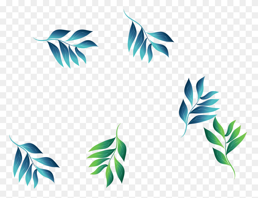 3346x2507 Ftestickers Watercolor Leaves Blue Green - Watercolor Leaves PNG
