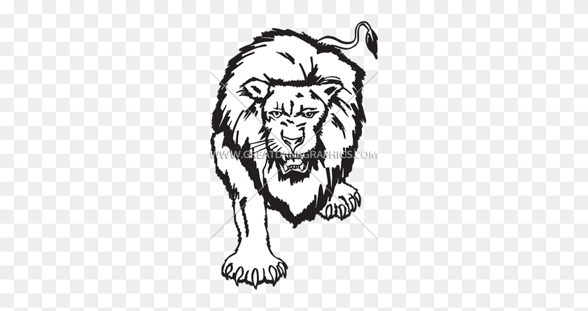 240x385 Full Lion Production Ready Artwork For T Shirt Printing - Black And White Clipart Lion