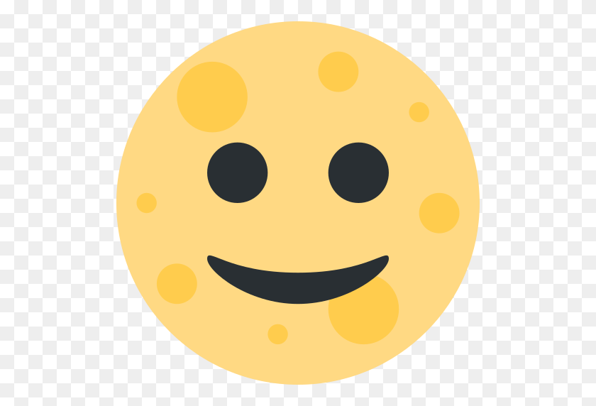 512x512 Full Moon Face Emoji - Moon Emoji PNG
