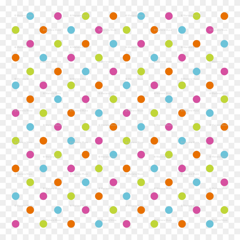 1125x1125 Fun Flowers Multi Coloured Polka Dots Fabric - Gold Dots PNG