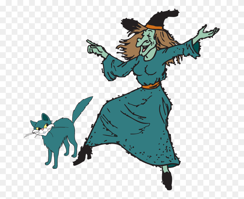 675x626 Fun Halloween Witch Clipart Kid - Halloween Cat Clipart