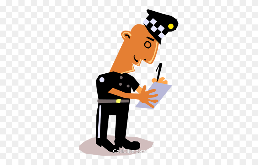 Funky Picasso Policeman Royalty Free Vector Clip Art Illustration - Police Man Clipart