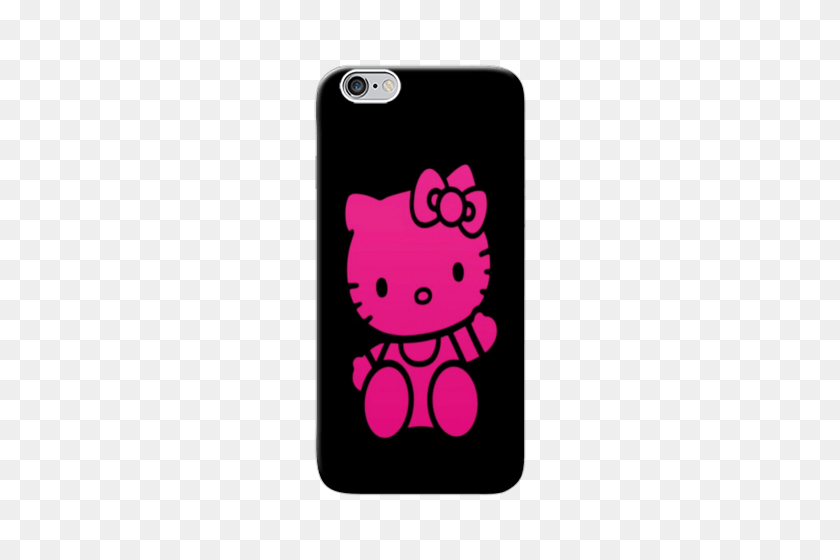286x500 Funkytradition Hello Kitty Черно-Розовая Дизайнерская Задняя Крышка Корпуса - Iphone 6S В Формате Png