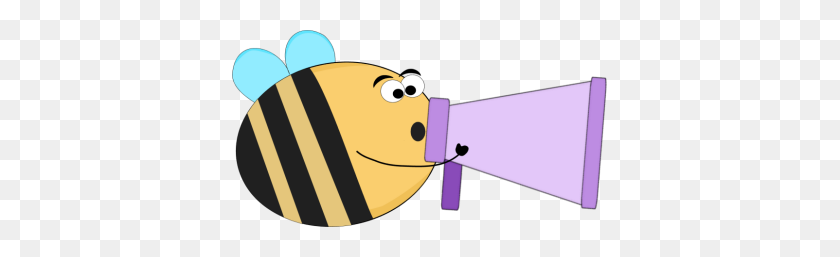 375x197 Funny Bee Yelling Into A Bullhorn Clip Art - Yelling Clipart