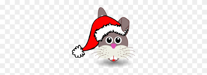 256x248 Funny Bunny Face With Santa Claus Hat Clipart - Funny Hat PNG