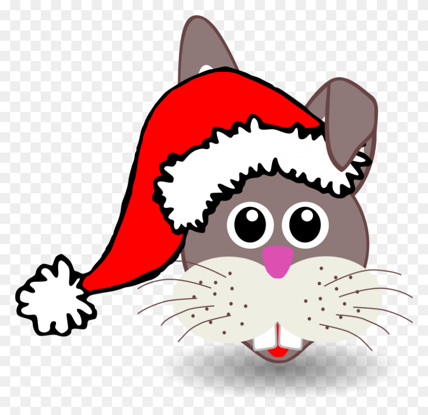 800x776 Funny Bunny Face With Santa Claus Hat Free Vector - Santa Claus Face Clipart