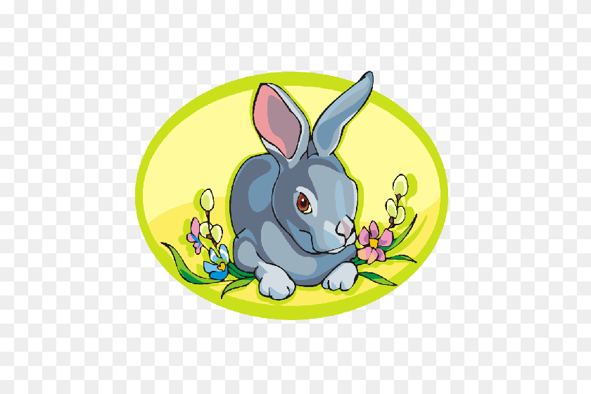 500x500 Funny Bunny Rabbit Easter Eggs With Cartoon Animals Clip Art - Cute Easter Bunny Clipart