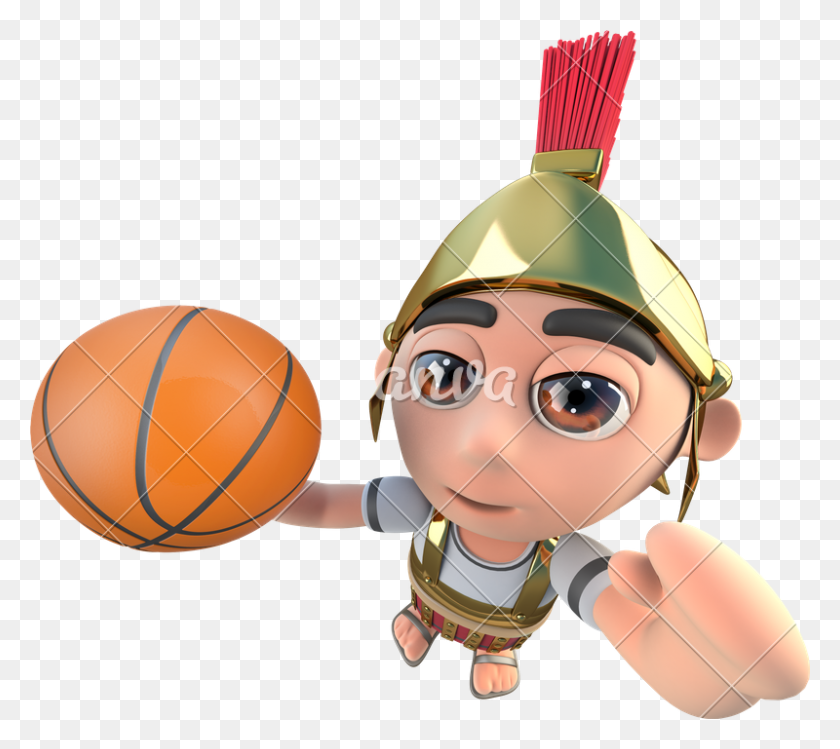 800x707 Забавный Мультяшный Персонаж Римского Солдата Играет В Баскетбол - Римский Солдат Png
